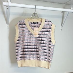 NWT Amazon Striped Knit Sweater Vest- Small‎